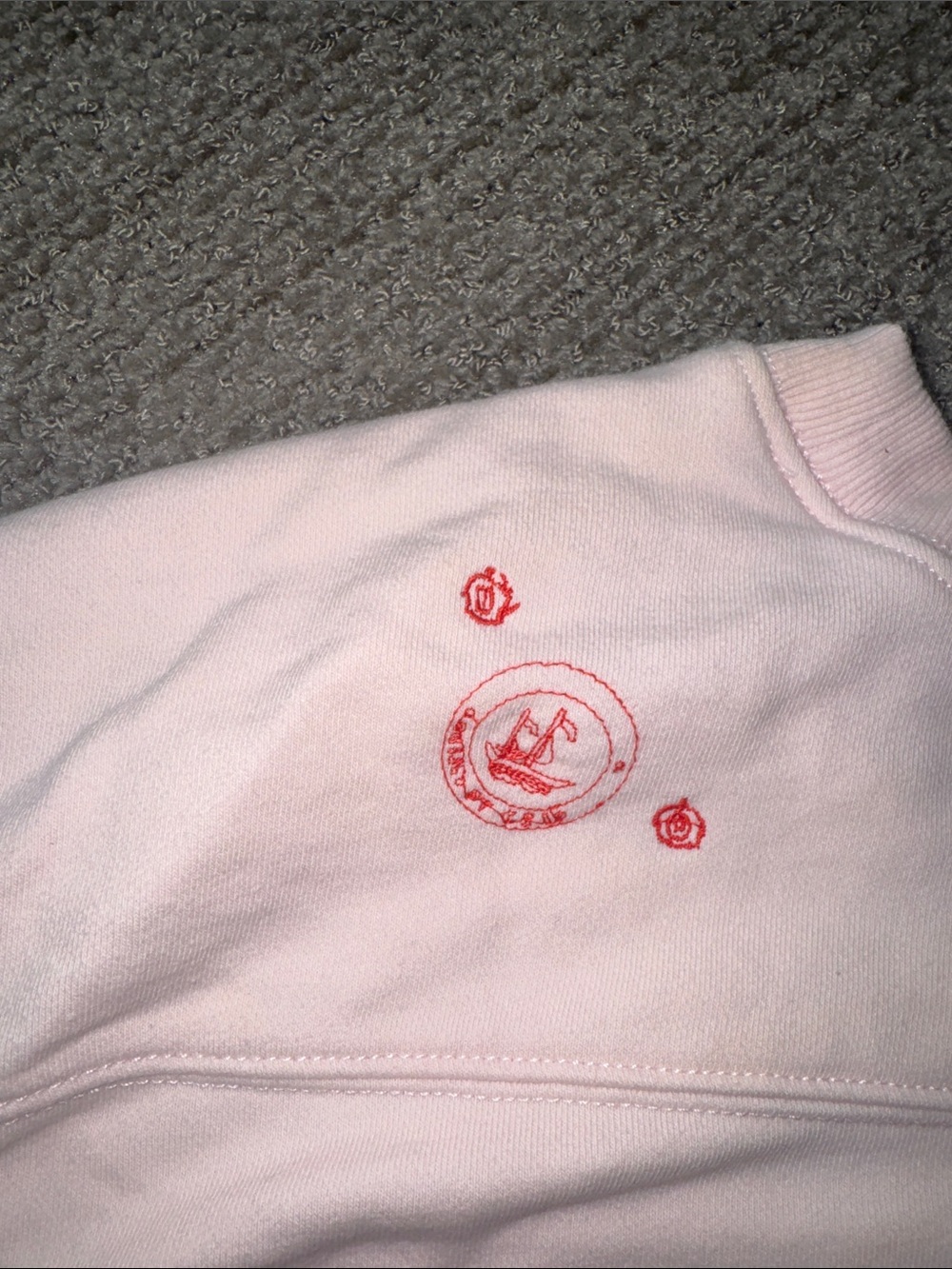 Anthropologie Embroidered Pink Graphic Tee Red Print Côte d'Azur - Picture 11 of 12